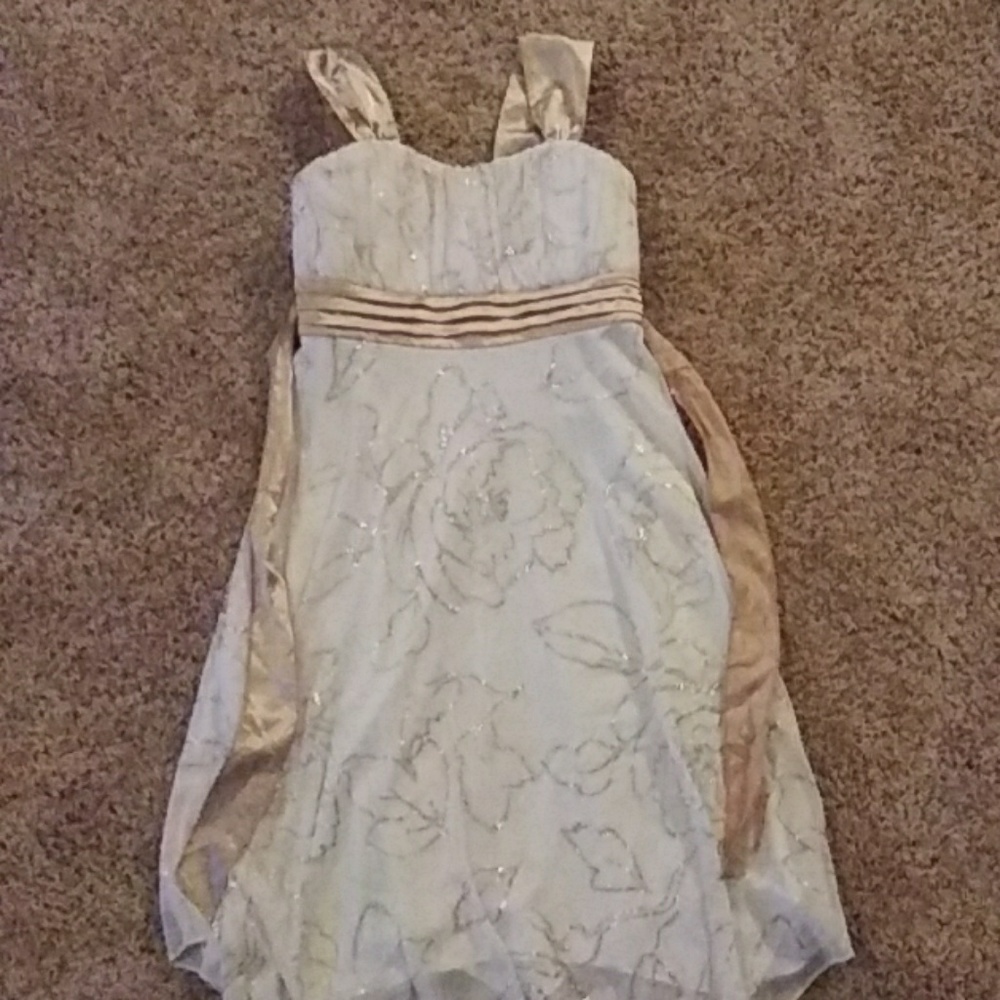 EUC Girls size 12 Gold and Cream dress